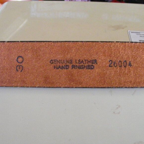 CHAMBERS Phoenix Leather Belt, 30, NO BUCKLE, Black, Hand finished Leaves/Acorns - Picture 6 of 9